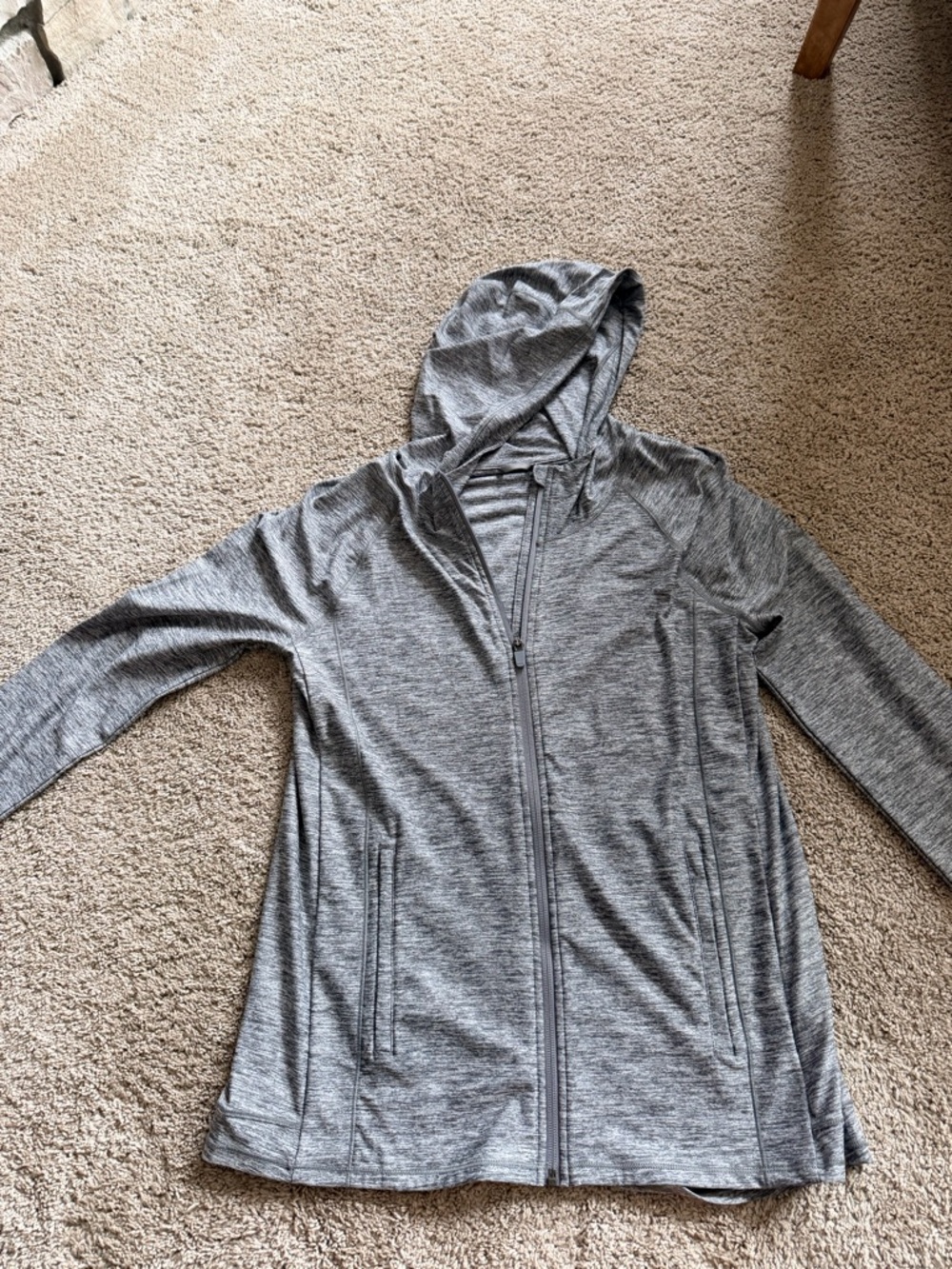 Athleta Pacifica Gray Hooded Zip-Front Swim Coverup